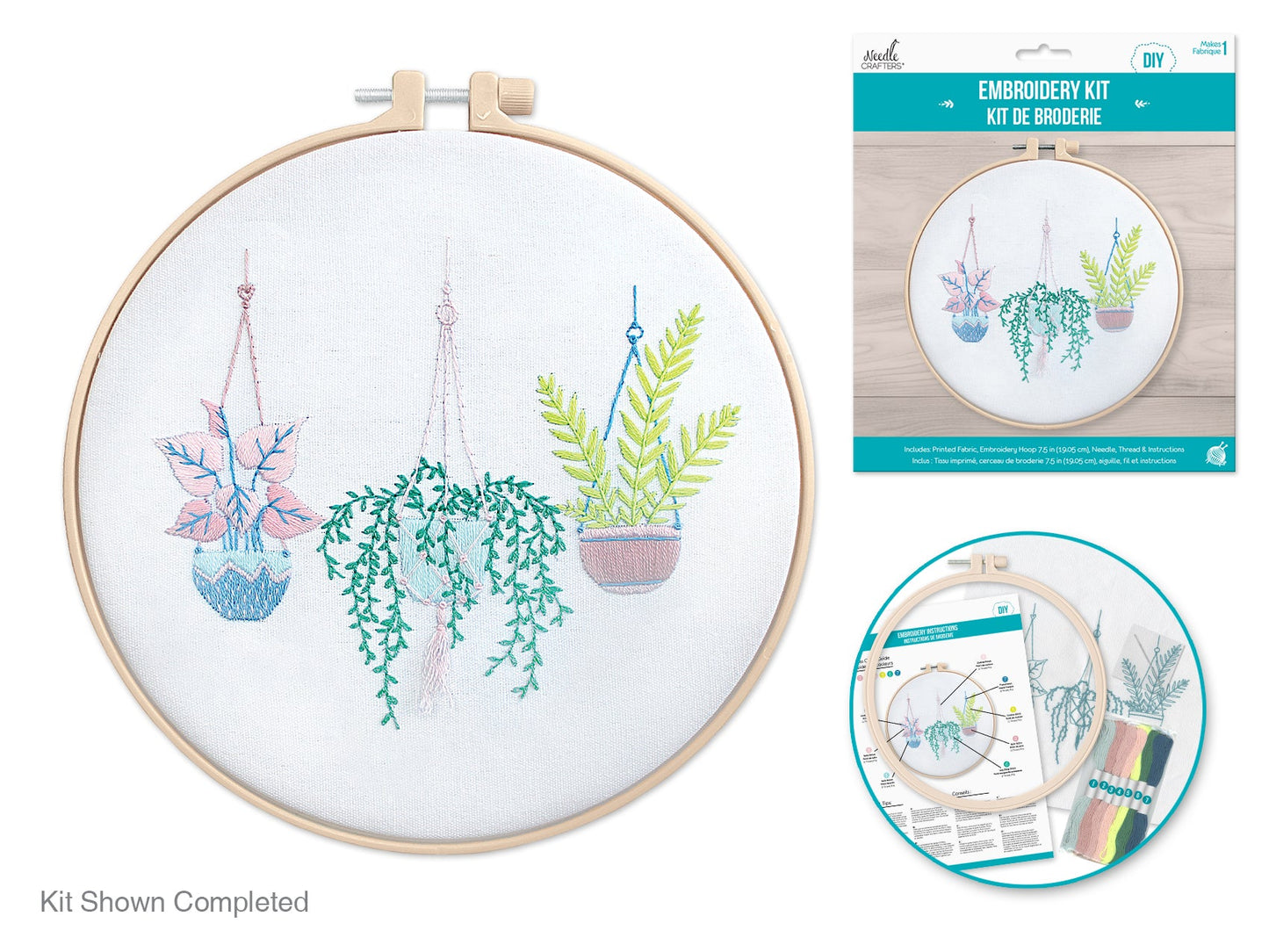 KIT DE BORDADOS PUNTO CRUZ TEMA SUCULENTAS MULTICRAFT