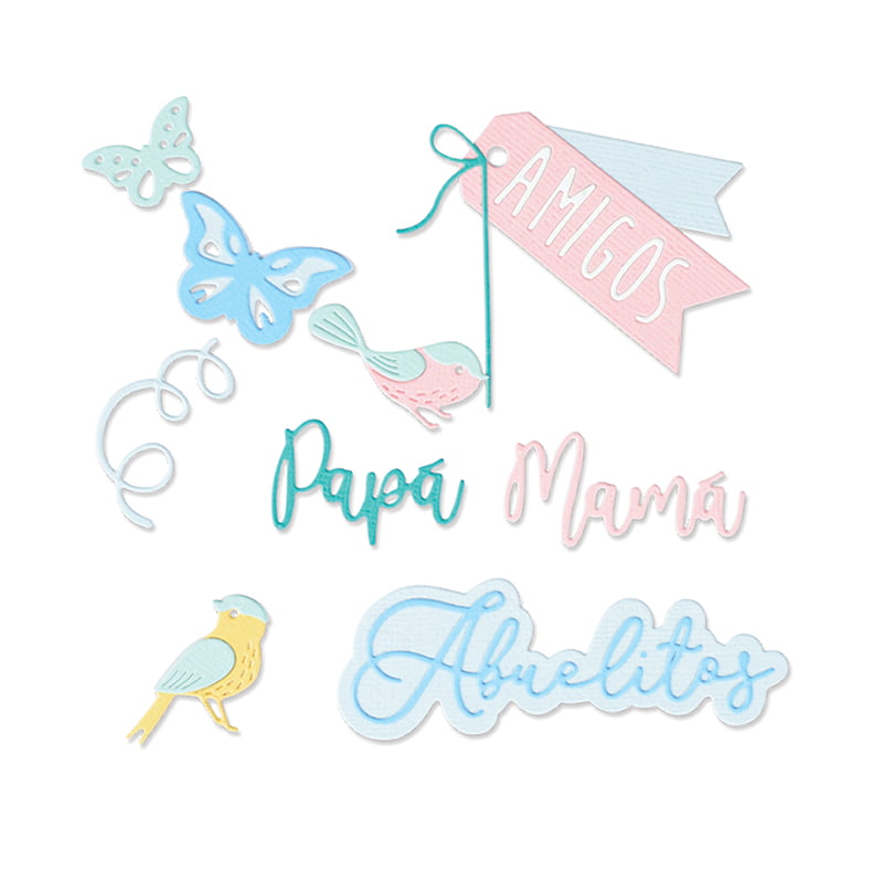 MATRIZ-TROQUEL THINILITS MIX DE PALABRAS EN ESPAÑOL Y DISEÑOS SIZZIX