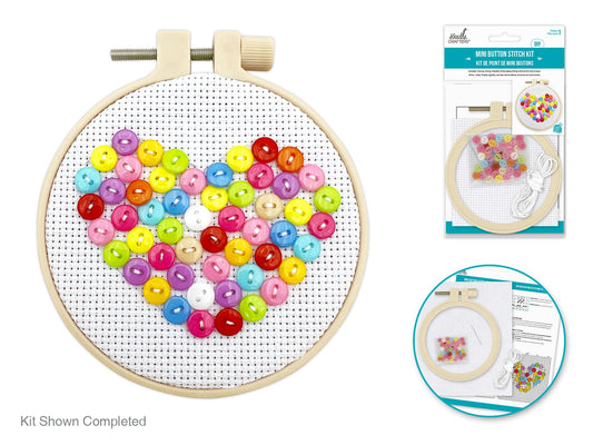 KIT DE MINI BORDADOS DE BOTONES Y PUNTO CRUZ MULTICRAFT