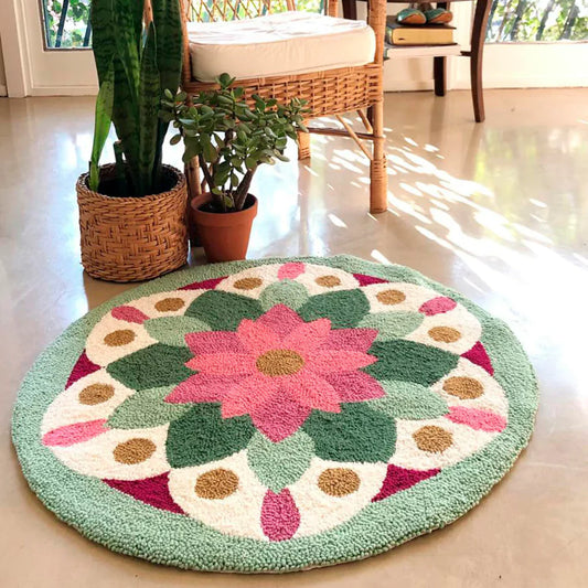 TELA ESTAMPADA PARA BORDAR UNA ALFOMBRA CIRCULAR MERCADO HACIENDO